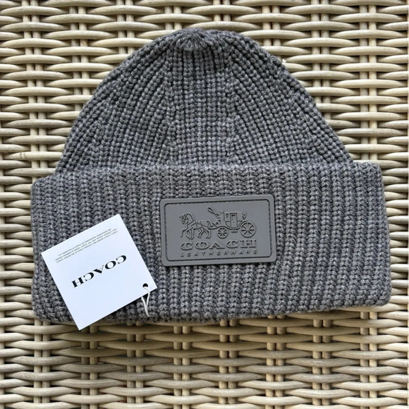 Coach Patch Logo Rib Knit Beanie - Picture 1 of 5